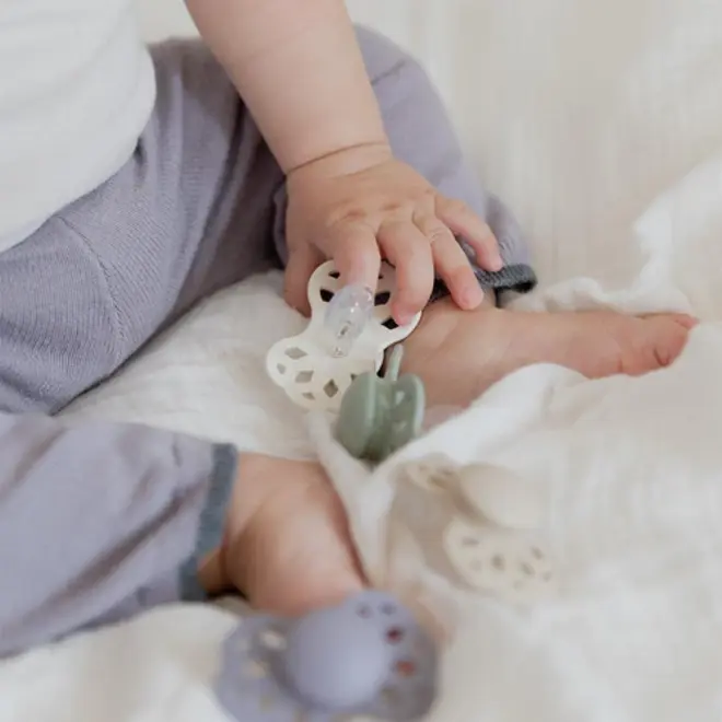 BIBS Infinity Pacifier Silicone 2 PK Anatomical Ivory/Blush