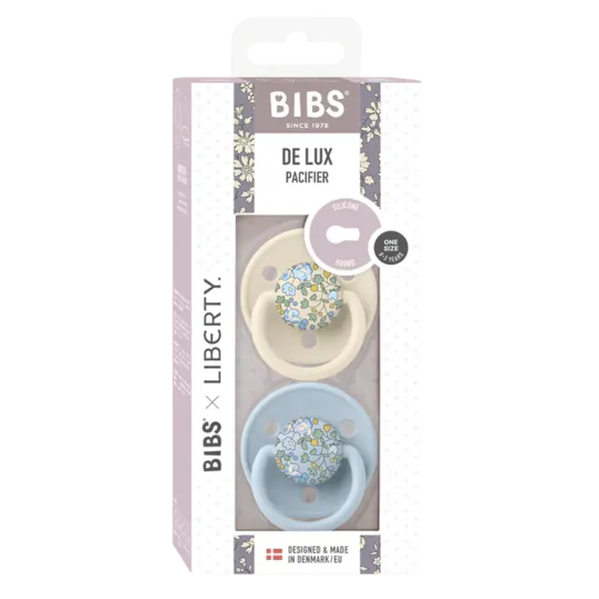 Liberty X BIBS Pacifier De Lux Silicone 2 PK Eloise Baby Blue Mix
