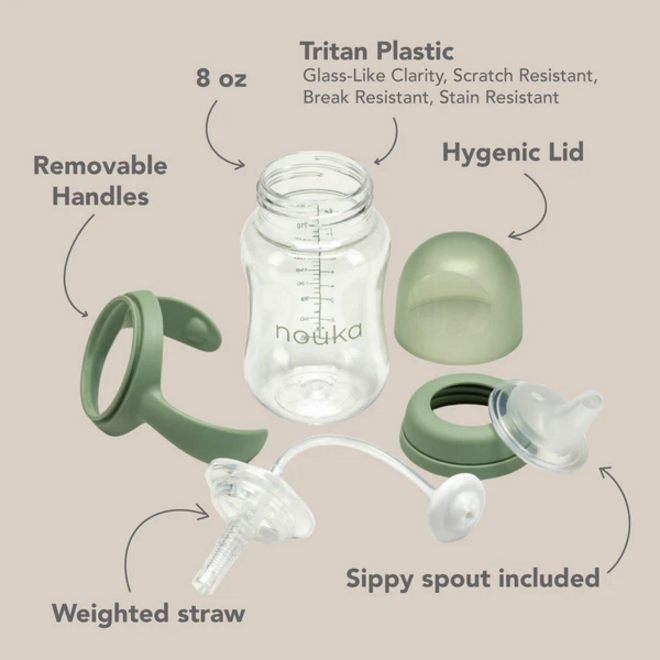 noüka Transitional Sippy/Weighted Straw Cup 8Oz - Wave
