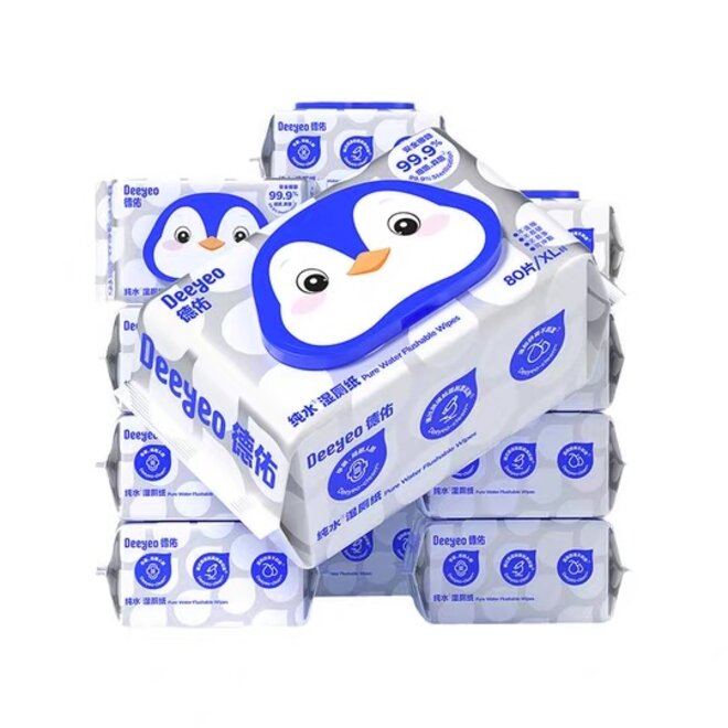 DEEYEO Pure Water Flushable Wipes 80pcs