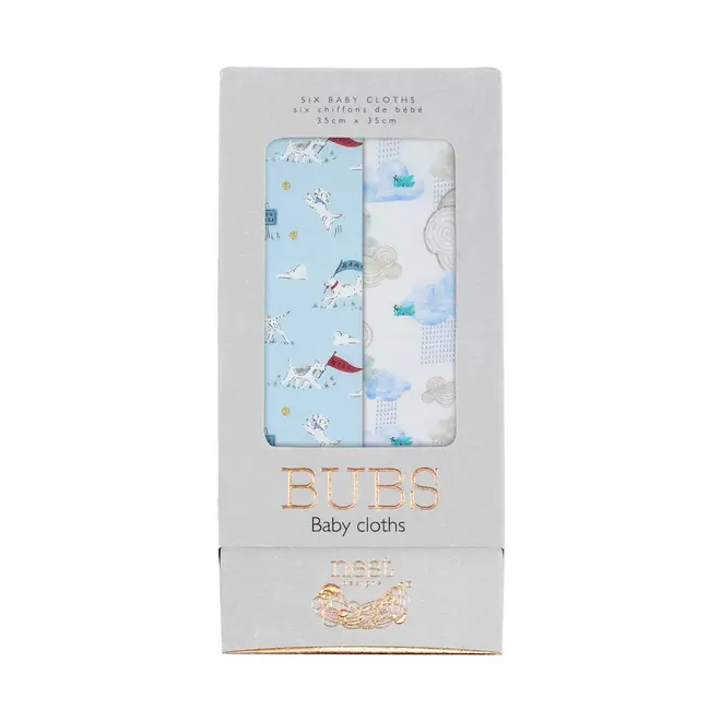 Bubs Baby Washcloth Set (6 Pack) - 35cm x 35cm - Summer Days