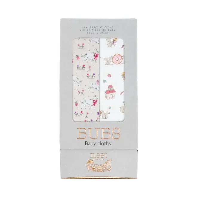 Bubs Baby Washcloth Set (6 Pack) - 35cm x 35cm - Cheeky Capers