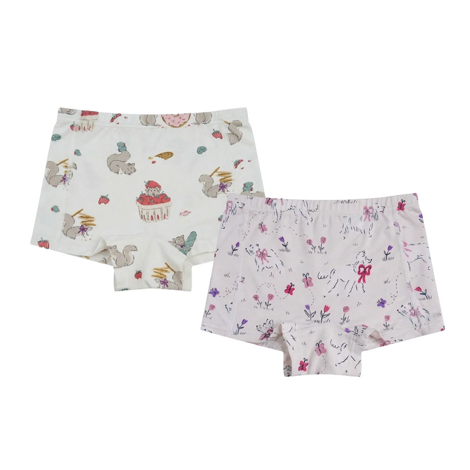 Girl Boy Short Underwear (2 Pack)Doggie Meadow/Very Squirrelly