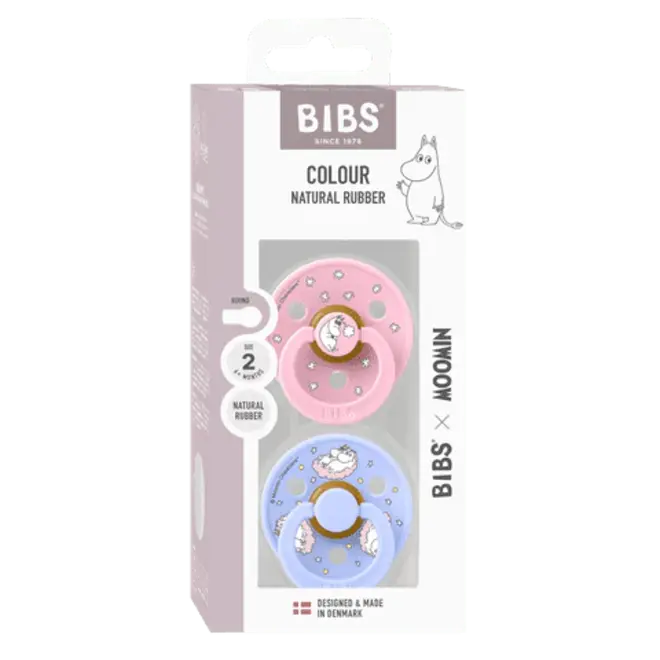 BIBS x Moomin Pacifier Colour 2 pack Dreaming Latex - Baby Pink Mix