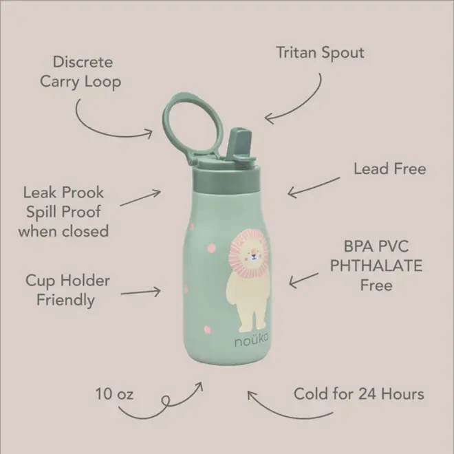 noüka Stainless Steel Drinking Bottle 10 Oz Lucie Collection - Pip The Rabbit