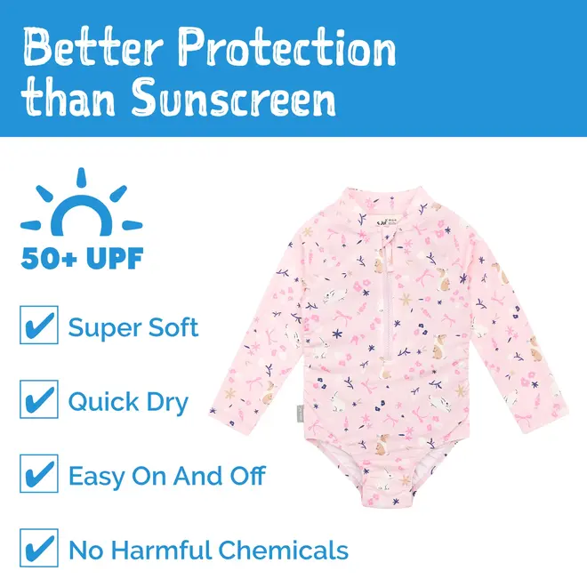 Sun & Splash 1-pc Girls' UV Swimsuit Bunny Flowers