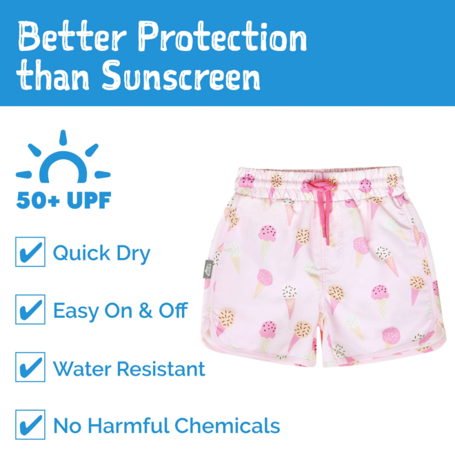 Sun & Splash UV Swim Short Pink Ice Cream