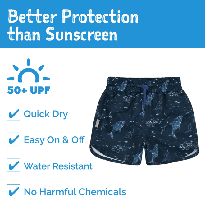 Sun & Splash UV Swim Short Navy Whale Play