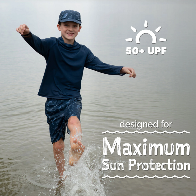 Sun & Splash UV Swim Short Navy Whale Play