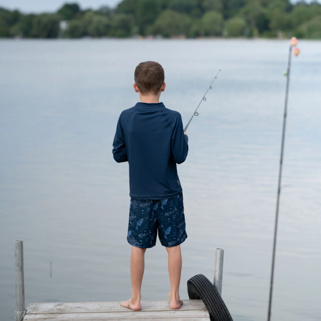 Sun & Splash UV Swim Short Navy Whale Play