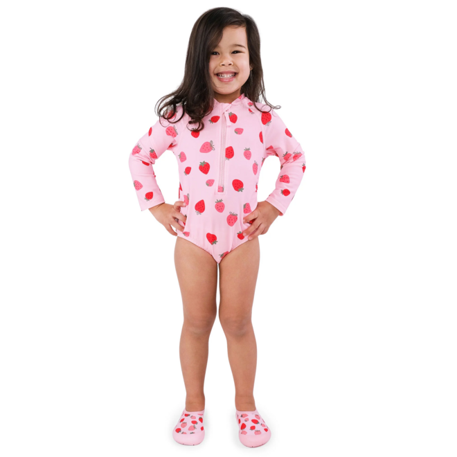 Sun & Splash 1-pc Girls' UV Swimsuit Pink Strawberry