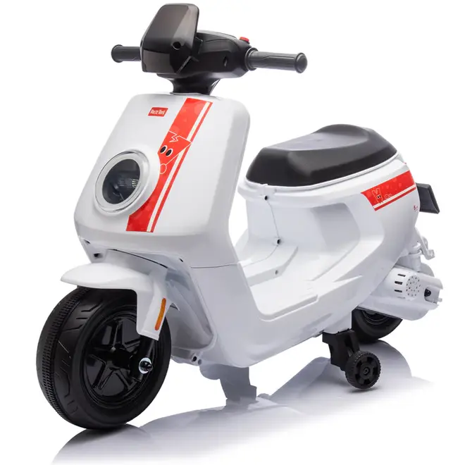 12V Ride on Car for Kids, 1 Seater Kids Motorcycle Scooter with MP3 Player and Lights White