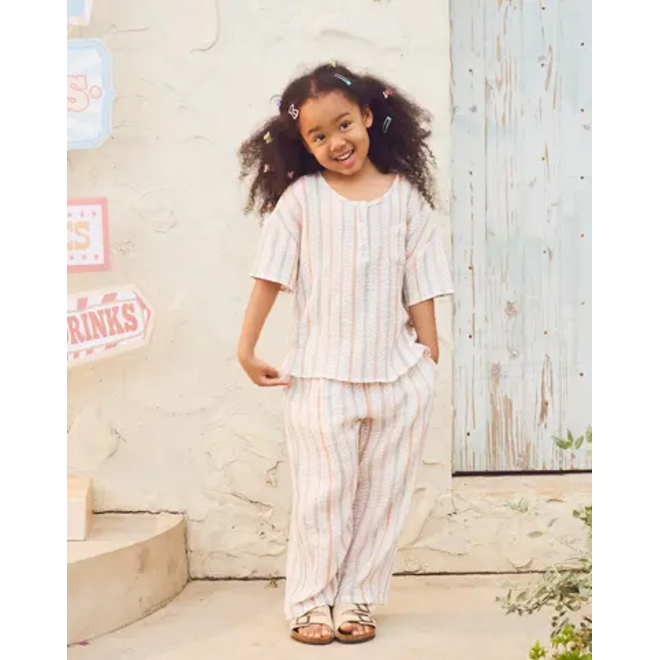 Girl's Wide Leg Pants Caramel Stripes