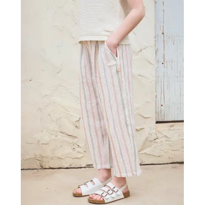 Girl's Wide Leg Pants Caramel Stripes