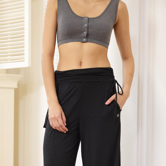 Maternity Gathering Waistband Wide Leg Pants Black