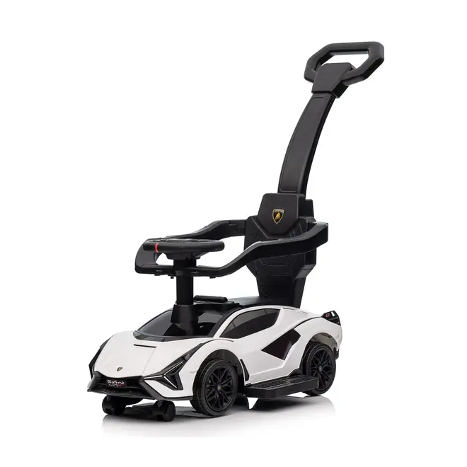 Lamborghini SIAN Push Pedal Ride On Car Baby Walker with Music and Lights, Licensed White