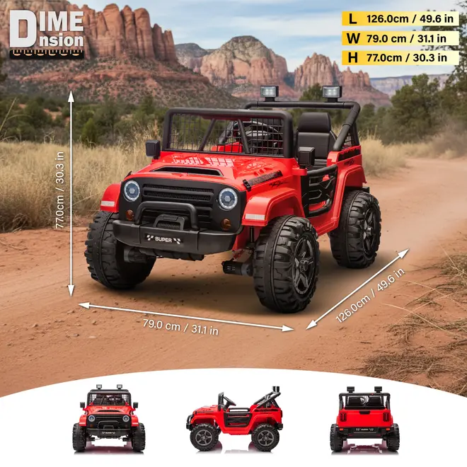 2026 NEW JEEP OUTREACH 2 Seater 24V Jeep Style Kids Ride On Car with Parental Remote Control Red