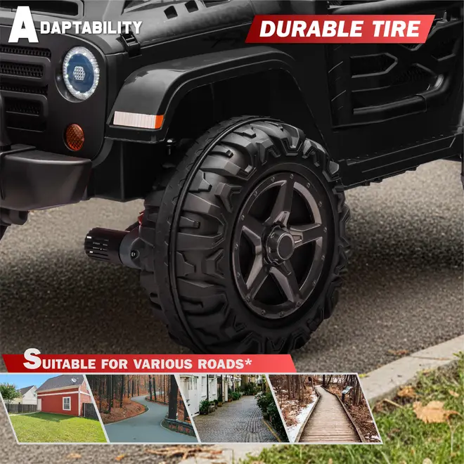 2026 NEW JEEP OUTREACH 2 Seater 24V Jeep Style Kids Ride On Car with Parental Remote Control Black