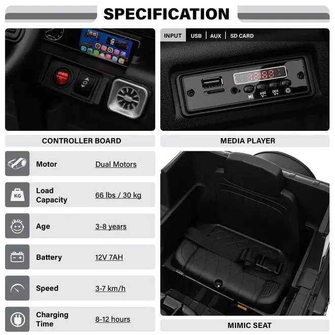 Mercedes-Benz AMG G63 with Remote Control and Leather Seat 12V Licensed Black
