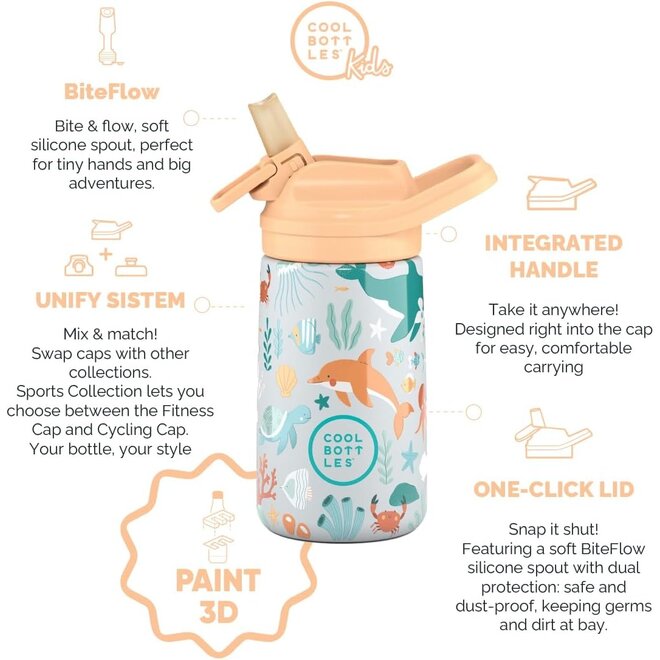 Cool Bottles - Kids 350ml - Habitat Series - Underwater World