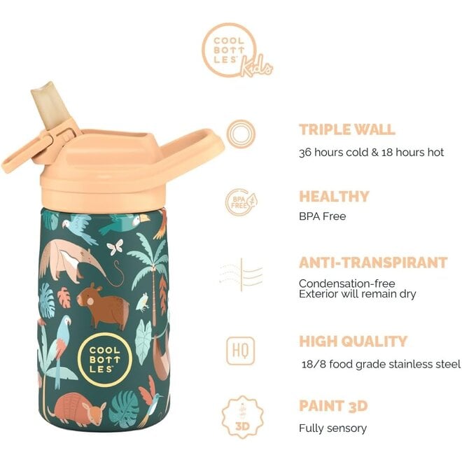 Cool Bottles - Kids 350ml - Habitat Series - Rainforest Refuge