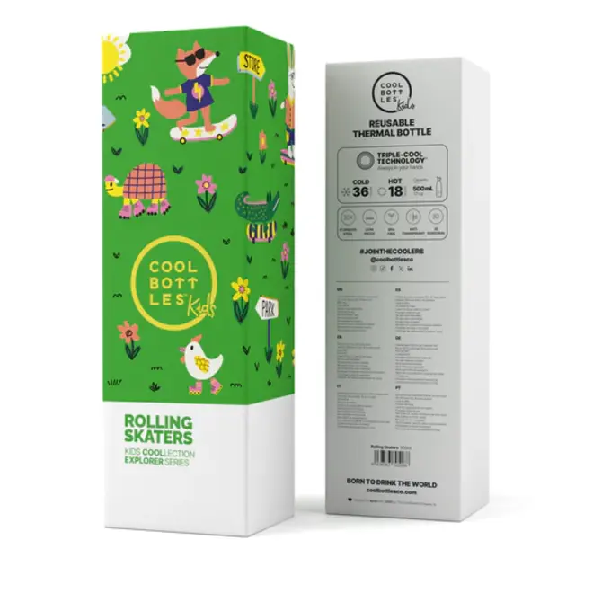 Cool Bottles - Kids 500ml -Explorer Series - Rolling Skaters