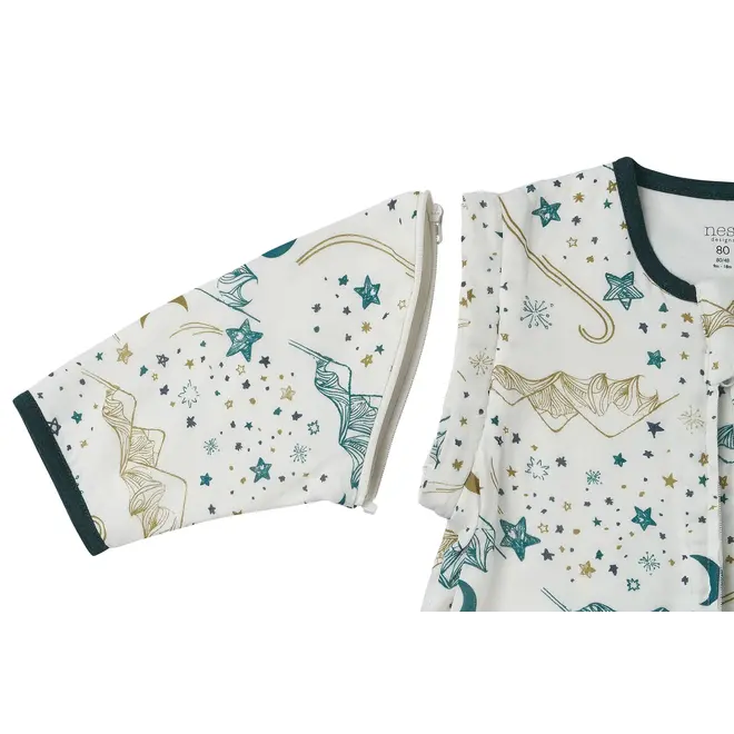 Removable 3/4 Sleeve Sleep Bag 0.6Tog Stars White