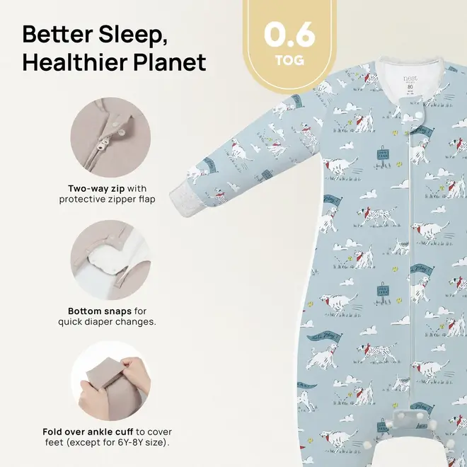 Long Sleeve Footed Sleep Bag 0.6 Tog Puppy Park