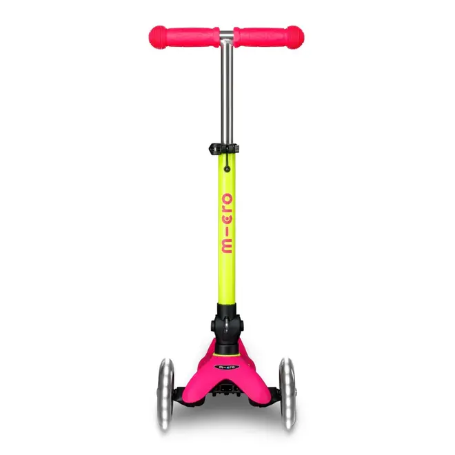 Micro Mini Foldable LED Scooter - Neon Flamingo Pink/Yellow