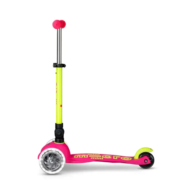 Micro Mini Foldable LED Scooter - Neon Flamingo Pink/Yellow