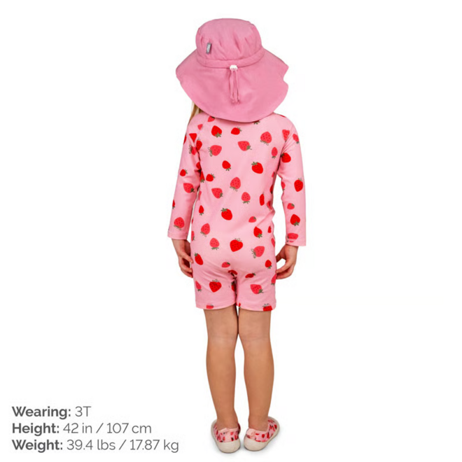 Pink Strawberry Sun & Splash 1-pc Girls' UV Jumpsuit
