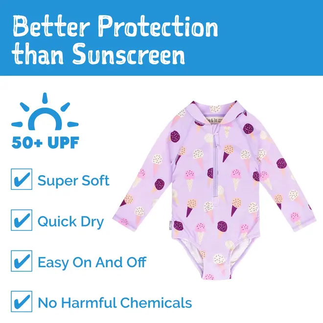 Lavender Ice Cream Sun & Splash 1-pc Girls' UV Swimsuit