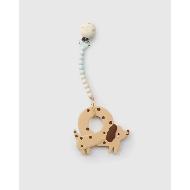 Pacifier Clip Teether Set Pretzel Dog
