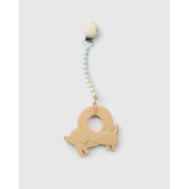 Pacifier Clip Teether Set Pretzel Dog