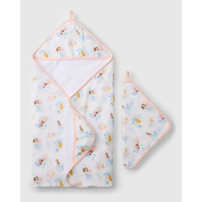 Muslin Hooded Towel Set Mermaids