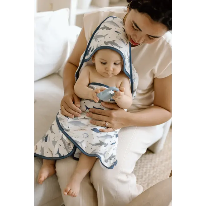 Muslin Hooded Towel Set Sharks