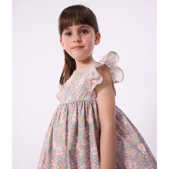 Chileren's sleeveless floral print cotton dress
