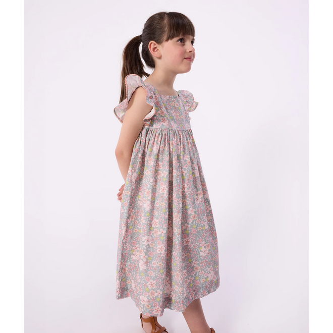 Chileren's sleeveless floral print cotton dress