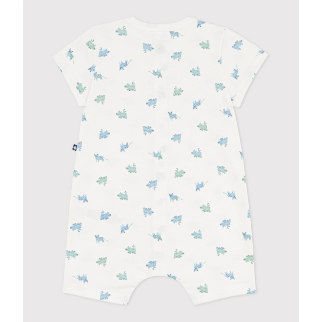 Babies' short animal print cotton jumpsuit Leopard