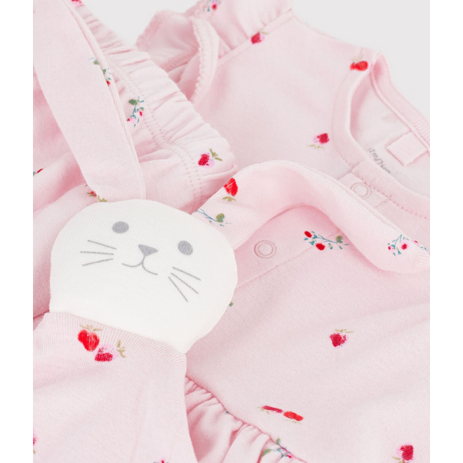 Babies' dress and comforter gift set in flower-printed cotton