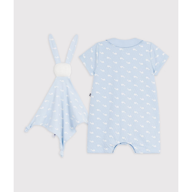 Babies' whale print jumpsuit and comforter gift set