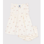 Babies' cotton baby dress with bloomers, printed with flowers