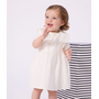 Babies' dress in cotton with short sleeves and bloomers