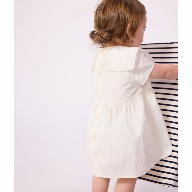 Babies' dress in cotton with short sleeves and bloomers