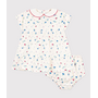 Babies' short-sleeved cotton dress and matching bloomers printed with hearts