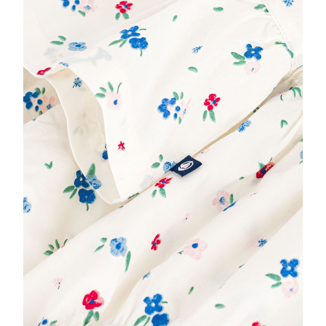 Babies' short-sleeved cotton dress and matching bloomers printed with hearts