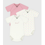 Pack of babies' short-sleeved printed cotton wrapover bodies Multicolor Hearts