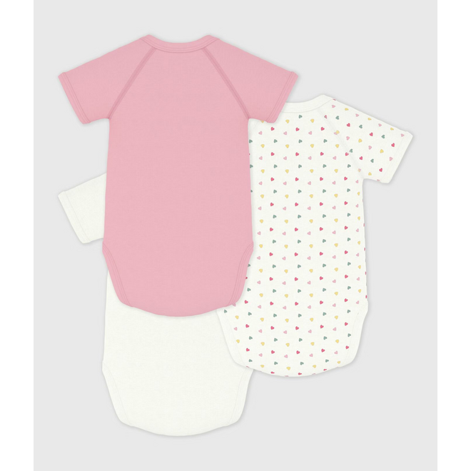 Pack of babies' short-sleeved printed cotton wrapover bodies Multicolor Hearts
