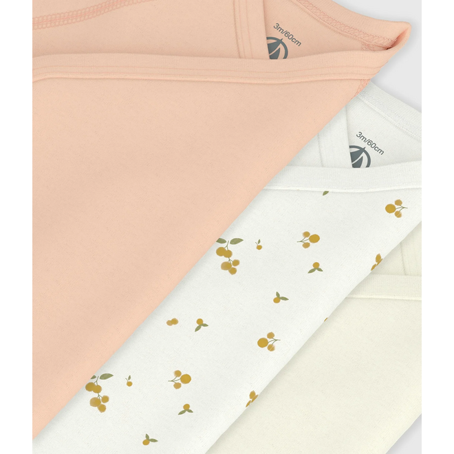 BABY GIRL'S ORGANIC COTTON WRAPOVER BODYSUIT - 3 Pack