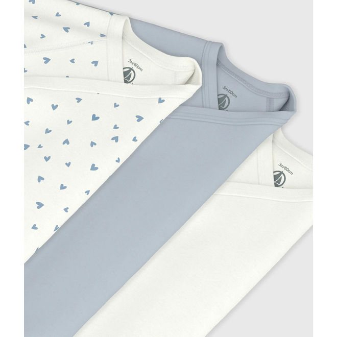 BABY BOY'S ORGANIC COTTON BODYSUIT - 3-PACK Blue Hearts